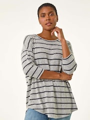 Roman Grey Stripe Jersey Snit Top - Image 4 of 5