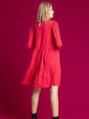 Roman Pink Jacquard Leopard Print Tiered Dress - Image 3 of 6