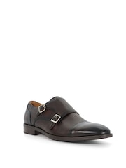 Dune London Brown Standard Fit Satchin Flex Sole Toecap Monk Shoes - Image 3 of 6