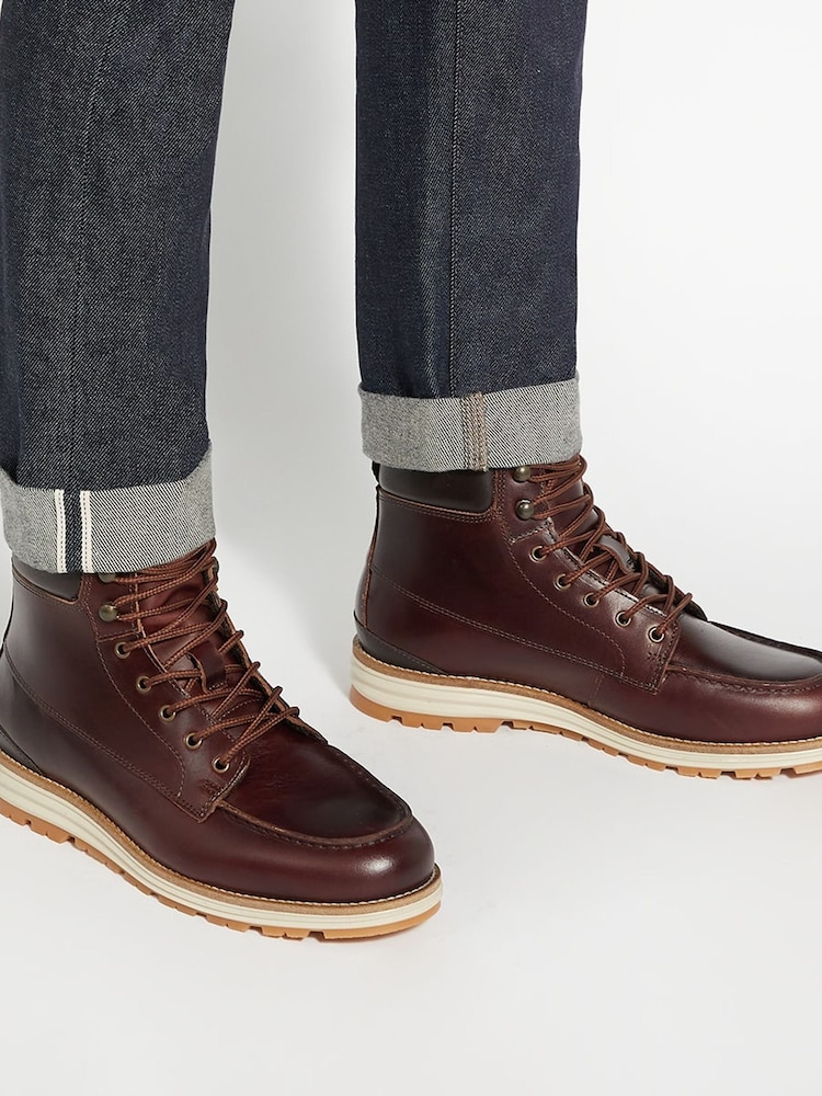 Dune London Brown Cillian Apron Wedge Hiker Boots - Image 6 of 6