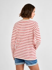 JoJo Maman Bébé Red Stripe Long Sleeve Boyfriend Maternity T-Shirt - Image 2 of 3