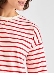 JoJo Maman Bébé Red Stripe Long Sleeve Boyfriend Maternity T-Shirt - Image 3 of 3