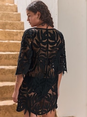 Black Crochet Cover-Up Kaftan - Image 2 of 9