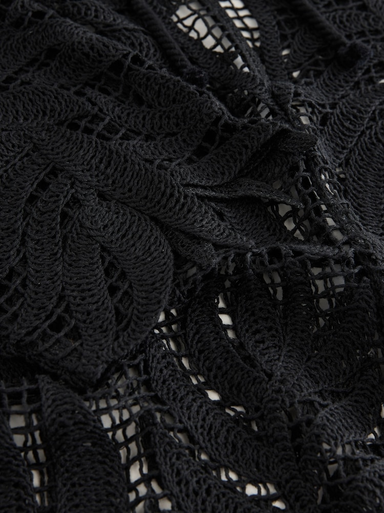 Black Crochet Cover-Up Kaftan - Image 8 of 9
