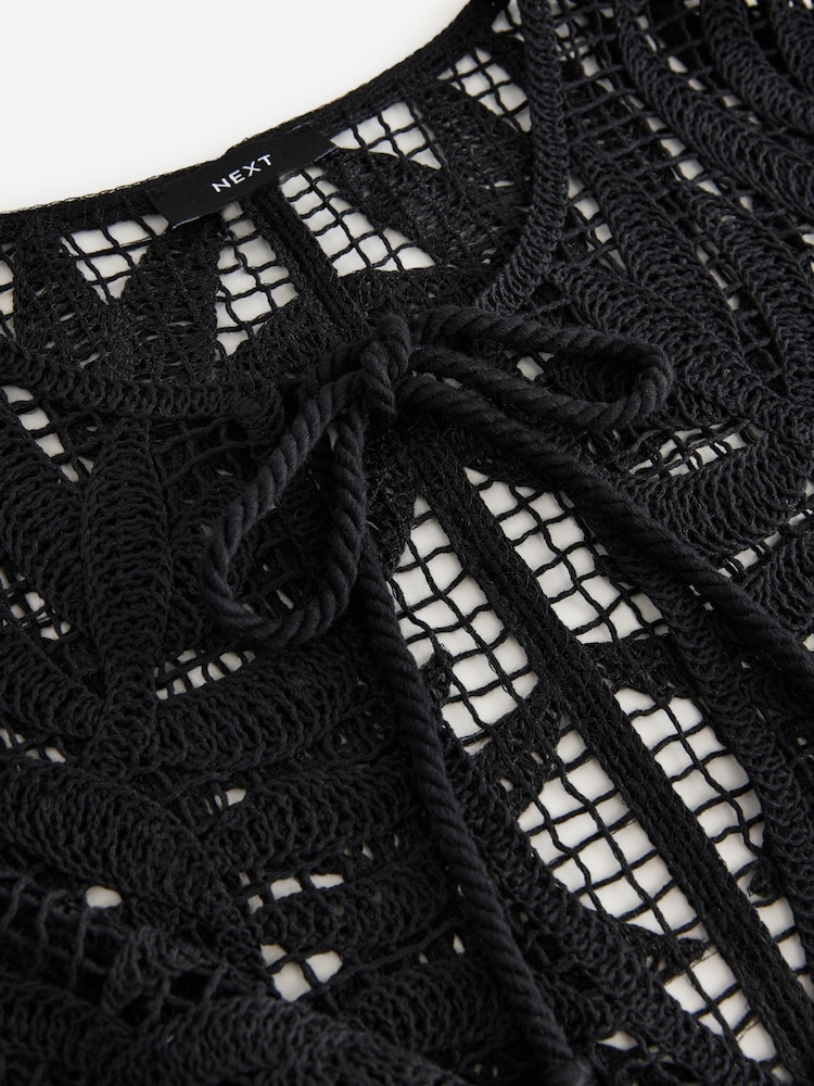 Black Crochet Cover-Up Kaftan - Image 9 of 9 Black Crochet Cover-Up Kaftan - Image 9 of 9