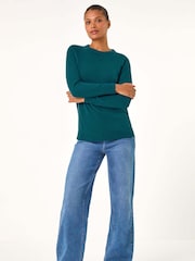 Roman Blue Plain Soft Crew Neck Jumper - Image 1 of 5