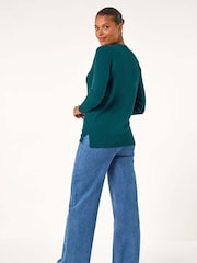 Roman Blue Plain Soft Crew Neck Jumper - Image 3 of 5