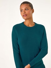 Roman Blue Plain Soft Crew Neck Jumper - Image 4 of 5