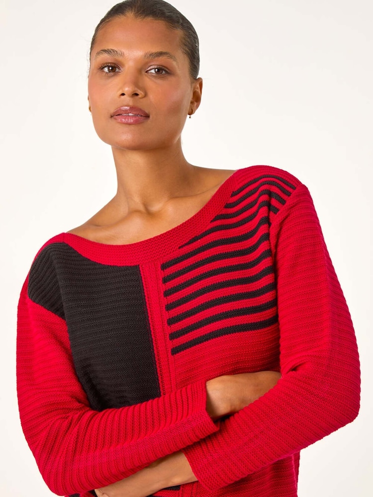 Roman Red Stripe Colour Block Jumper - Image 1 of 5