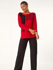 Roman Red Stripe Colour Block Jumper - Image 2 of 5