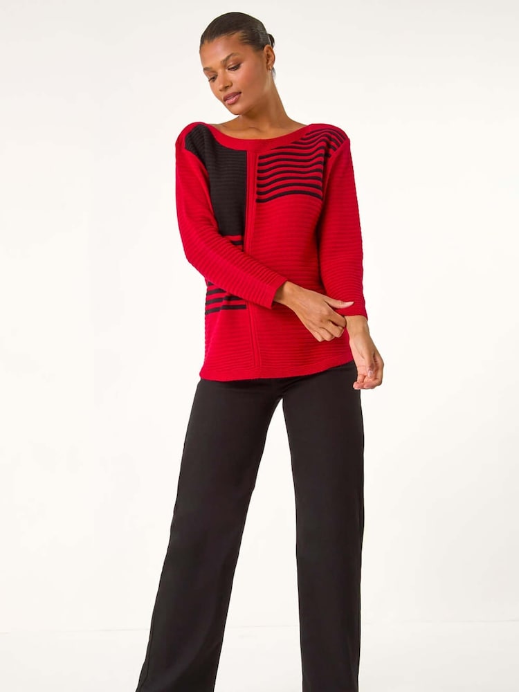 Roman Red Stripe Colour Block Jumper - Image 2 of 5