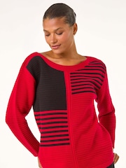 Roman Red Stripe Colour Block Jumper - Image 4 of 5