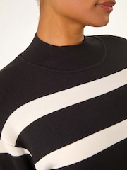 Roman Black Striped Knitted Tunic Jumper - Image 5 of 5