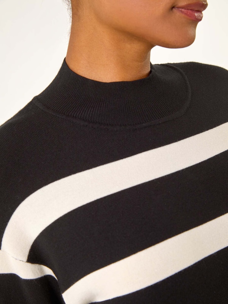 Roman Black Striped Knitted Tunic Jumper - Image 5 of 5