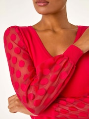 Roman Red Polka Dot V-Neck Sleeve Knit Jumper - Image 5 of 5