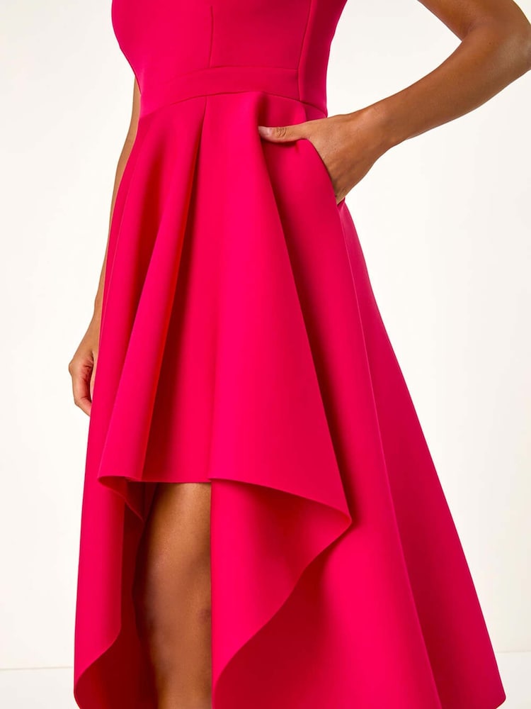 Roman Pink Asymmetric Flared Hem Midi Dress - Image 5 of 5 Roman Pink Asymmetric Flared Hem Midi Dress - Image 5 of 5