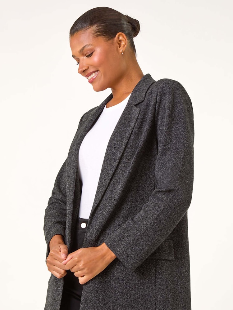 Roman Grey Textured Pocket Detail Stretch Blazer - Image 1 of 6
