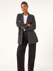 Roman Grey Textured Pocket Detail Stretch Blazer - Image 3 of 6