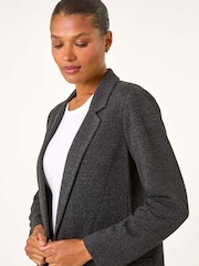 Roman Grey Textured Pocket Detail Stretch Blazer - Image 5 of 6