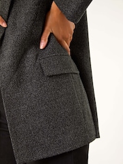 Roman Grey Textured Pocket Detail Stretch Blazer - Image 6 of 6