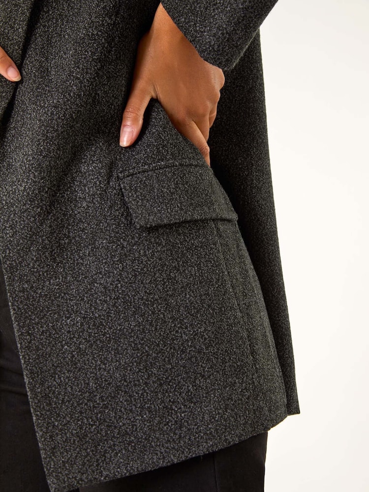 Roman Grey Textured Pocket Detail Stretch Blazer - Image 6 of 6