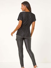 Roman Black Textured Side Tie Top - Image 4 of 5