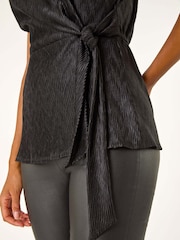 Roman Black Textured Side Tie Top - Image 5 of 5