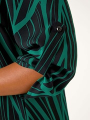 Roman Green Abstract Print V-Neck Longline Blouse - Image 6 of 6