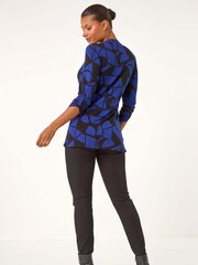 Roman Black Geometric Print Pintuck Shirt - Image 3 of 5