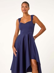 Roman Asymmetric Flared Hem Midi Dress - Imagen 1 de 6