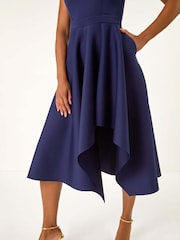 Roman Asymmetric Flared Hem Midi Dress - Imagen 6 de 6