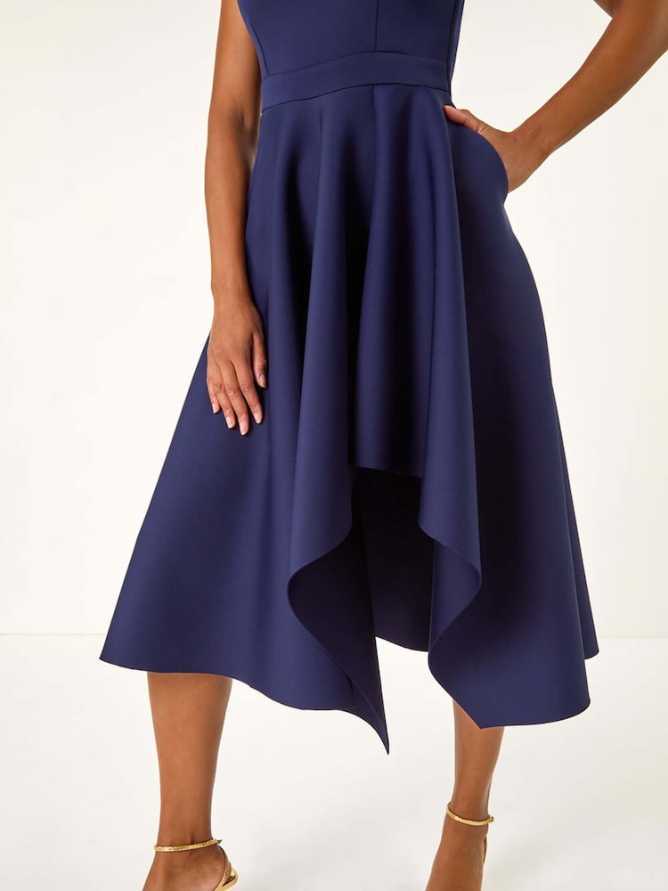 Roman Asymmetric Flared Hem Midi Dress - Imagen 6 de 6