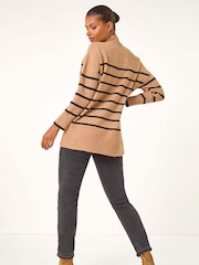 Roman Brown Relaxed Stripe Soft Knit Jumper - Image 4 of 6