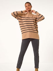 Roman Brown Relaxed Stripe Soft Knit Jumper - Image 5 of 6