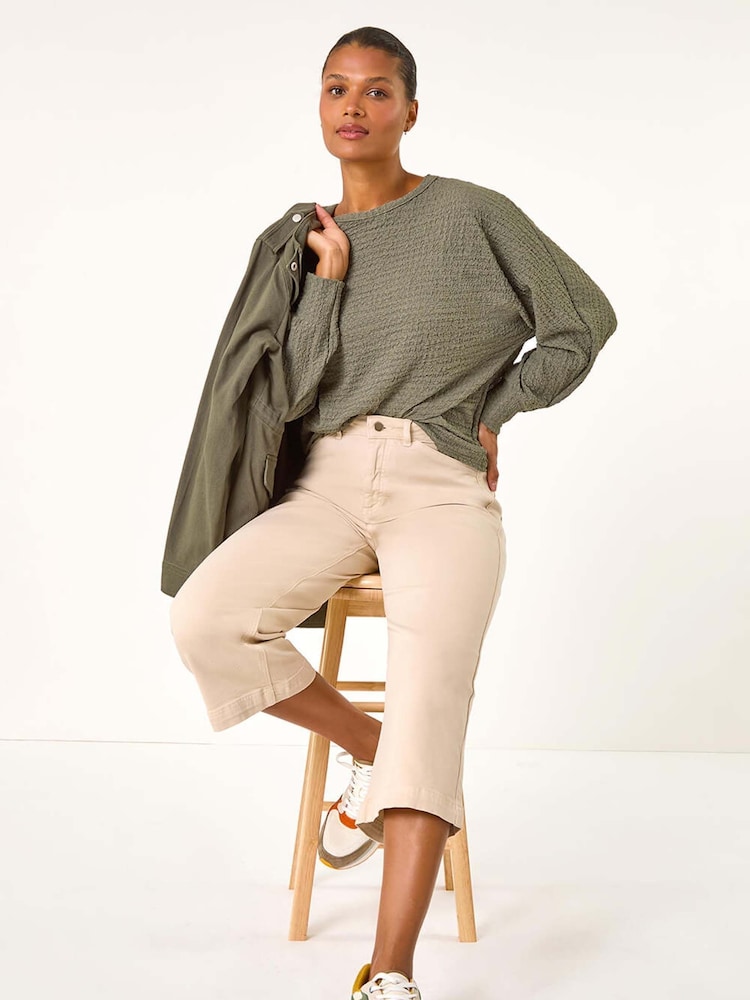 Roman Natural Wide Leg Stretch Denim Culottes - Image 1 of 6