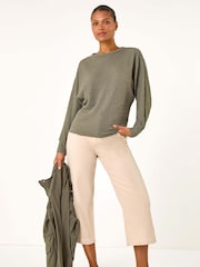 Roman Natural Wide Leg Stretch Denim Culottes - Image 3 of 6