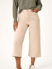 Roman Natural Wide Leg Stretch Denim Culottes - Image 5 of 6