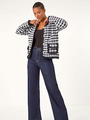 Roman Black Houndstooth Button Cardigan - Image 1 of 4