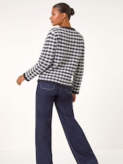 Roman Black Houndstooth Button Cardigan - Image 2 of 4