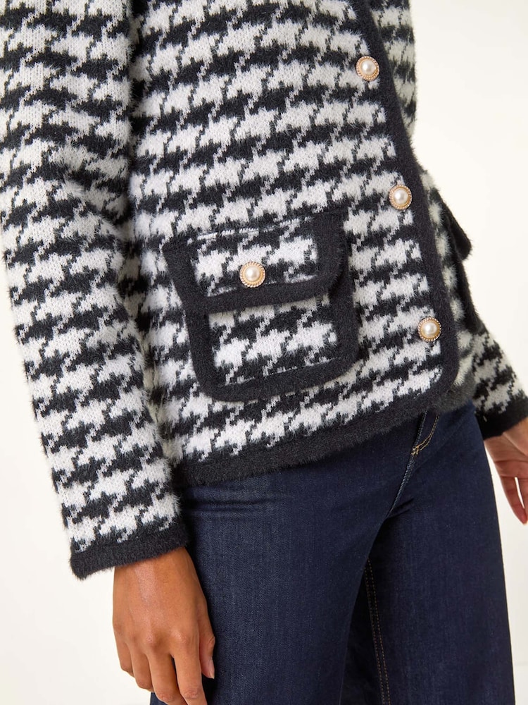 Roman Black Houndstooth Button Cardigan - Image 4 of 4