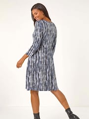 Roman Black Tie Dye Button Detail V-Neck Dress - Image 3 of 5
