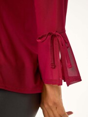 Roman V-Neck Frill Neck Tie Sleeve Mesh Top - Imagem 5 de 5