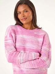 Roman Pink Spacedye Curved Hem Jumper - Image 4 of 5