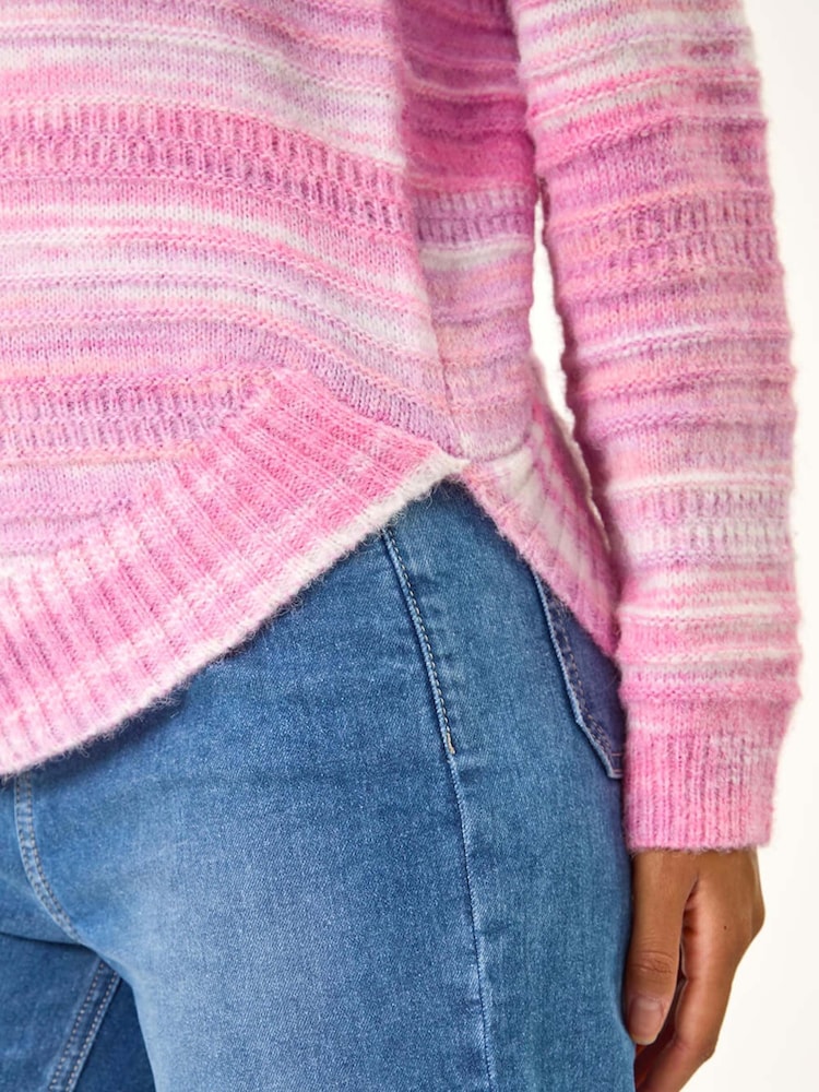 Roman Pink Spacedye Curved Hem Jumper - Image 5 of 5