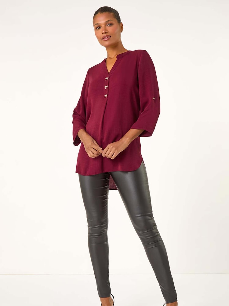 Roman Red Longline Bow Button Top - Image 2 of 5
