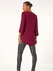 Roman Red Longline Bow Button Top - Image 3 of 5