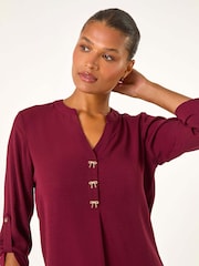 Roman Red Longline Bow Button Top - Image 4 of 5