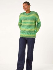 Roman Green Spacedye Stripe Crew Neck Jumper - Image 2 of 5