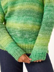Roman Green Spacedye Stripe Crew Neck Jumper - Image 5 of 5