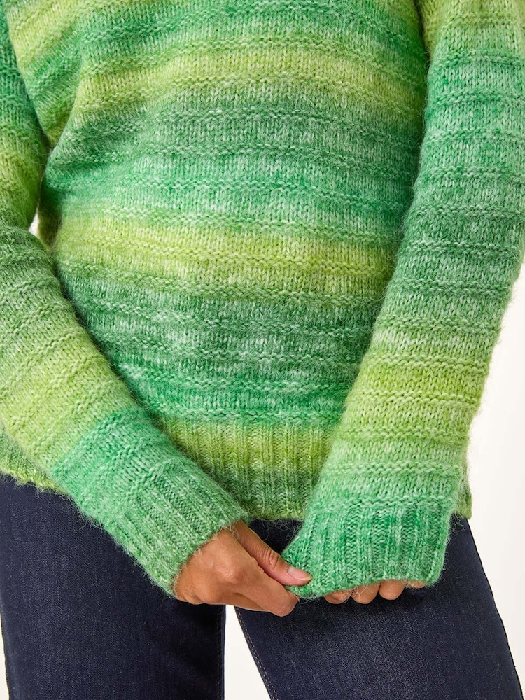 Roman Green Spacedye Stripe Crew Neck Jumper - Image 5 of 5